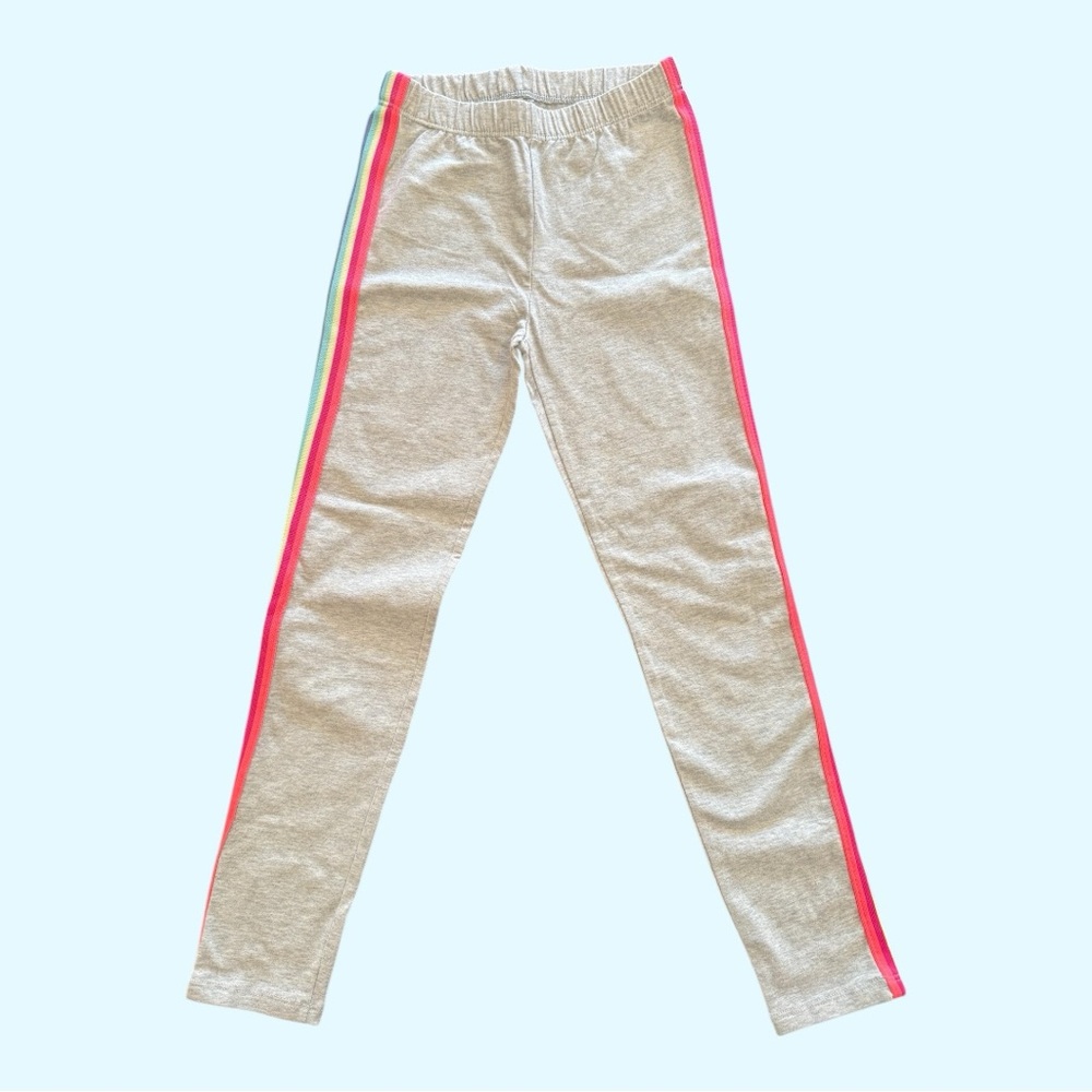 Gap Kids Gray Leggings with Rainbow Stripes